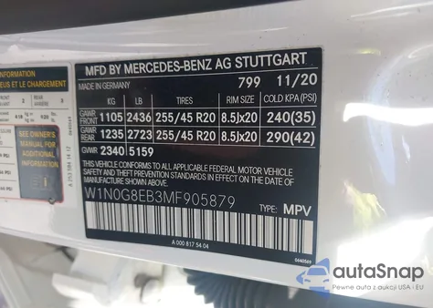 2021 Mercedes-Benz Glc 300 4Matic Suv from USA, damaged, VIN W1N0G8EB3MF905879